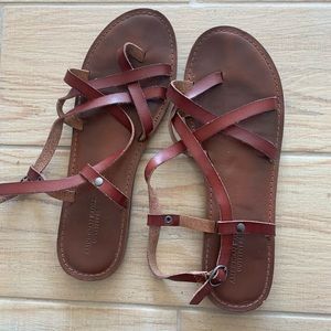 American Eagle Dark Brown Strappy Sandals